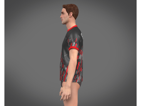 Soccer Sports Red Jersey Player-11 3D Model