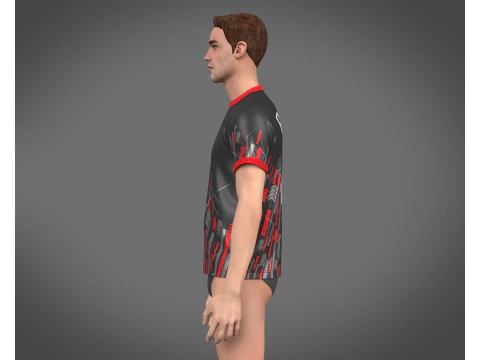 Soccer Sports Red Jersey Player-11 3D Model
