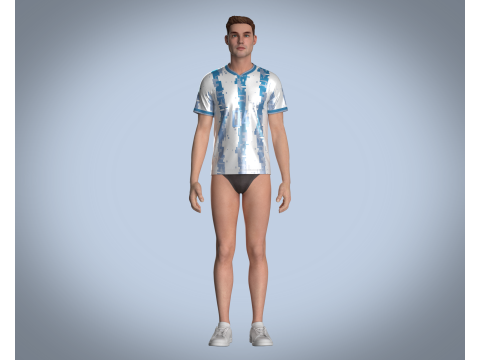 Soccer White Sports Jersey - 04 Modelo 3D