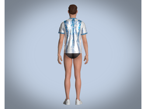 Soccer White Sports Jersey - 04 Modelo 3D