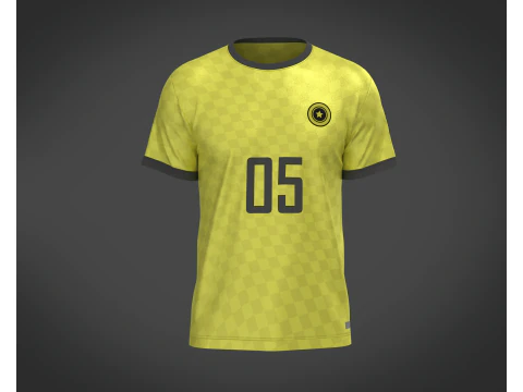 Joueur de maillot jaune de football-05 Modèle 3D