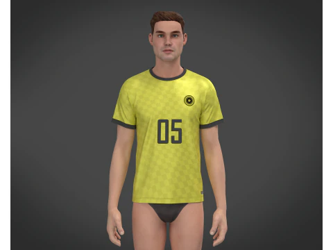 Soccer Yellow Jersey Player-05 3D Model