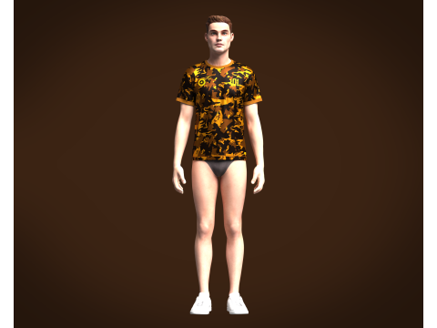 Soccer Yellow Jersey Player-01 V2 3D Model