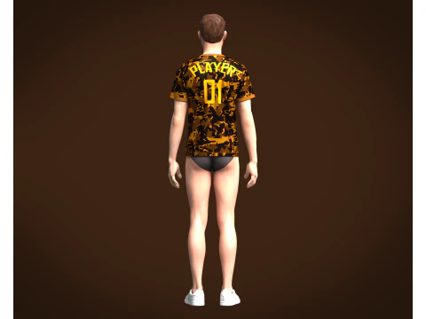 Soccer Yellow Jersey Player-01 V2 3D Model