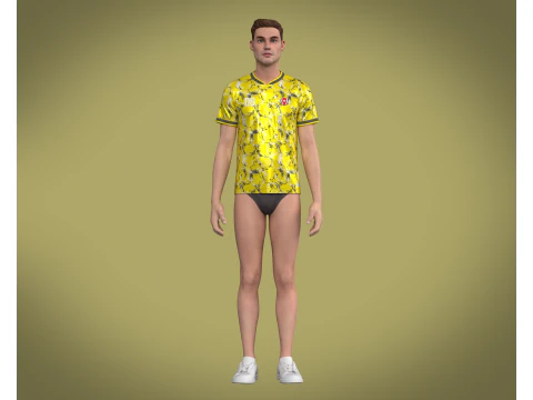 Soccer Yellow jersey Player-06 3D Model