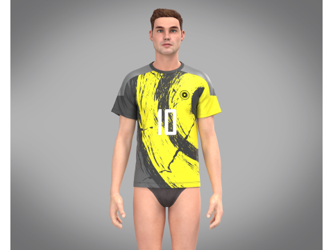 Soccer Yellow Jersey Player-10 3D Model
