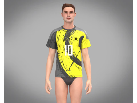 Soccer Yellow Jersey Player-10 3D Model