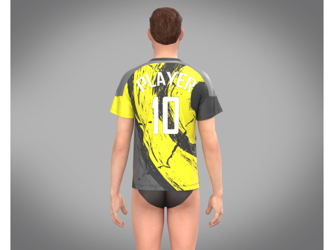 Soccer Yellow Jersey Player-10 3D Model