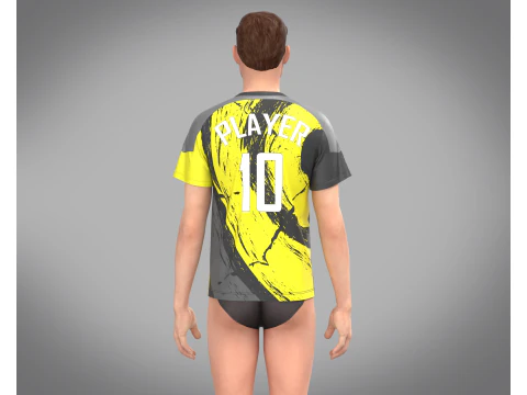 Soccer Yellow Jersey Player-10 3D Model