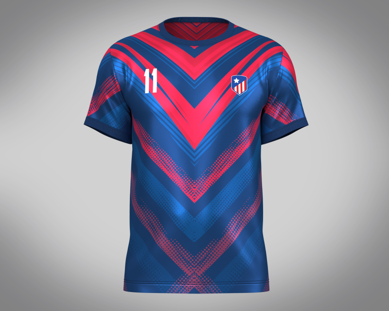 Soccer Red And Blue Football Jersey Player 11 3D-Modell .c4d .max .obj .3ds .fbx .stl .blend 