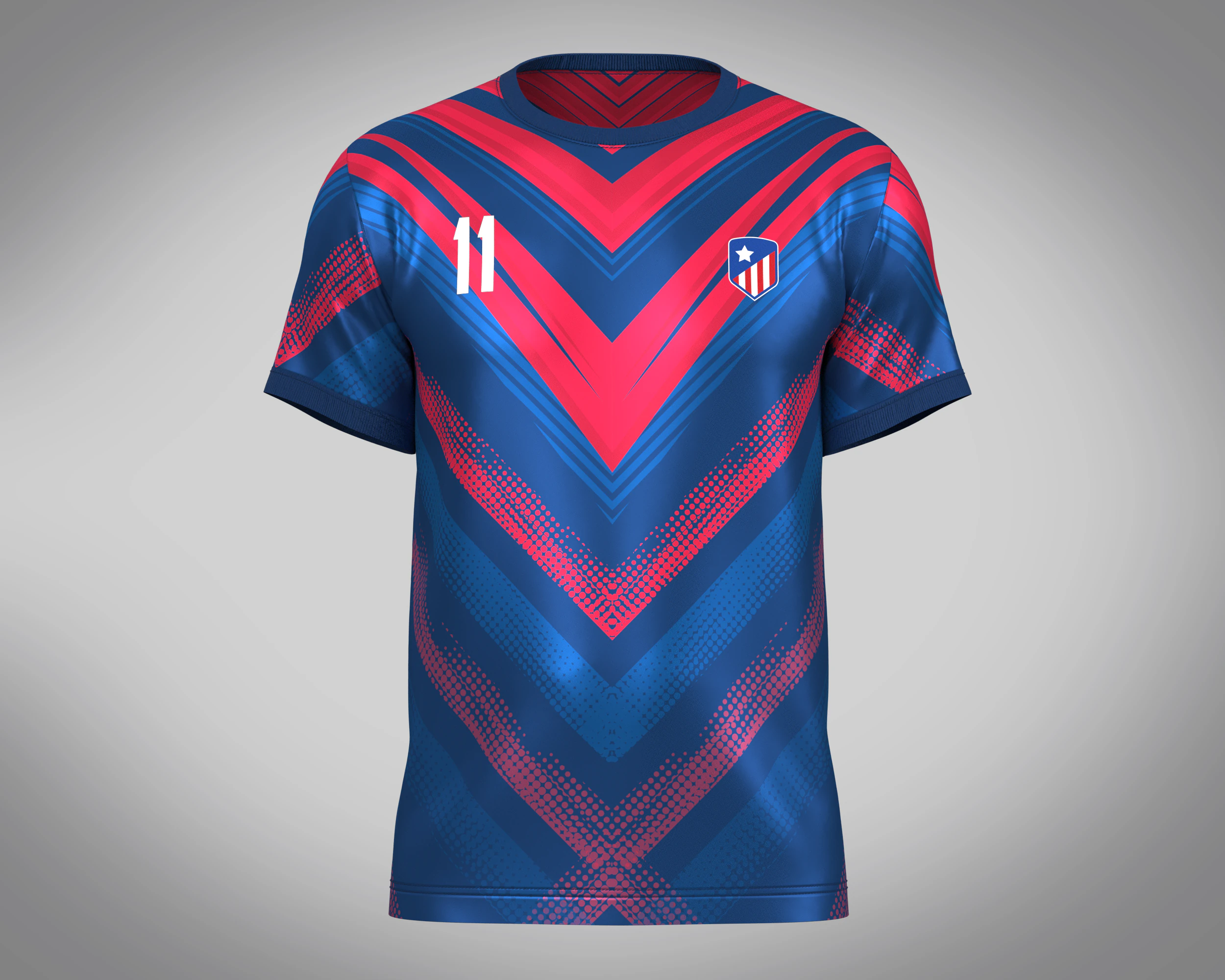 Soccer Red And Blue Football Jersey Player 11 3D Model .c4d .max .obj .3ds .fbx .stl .blend 