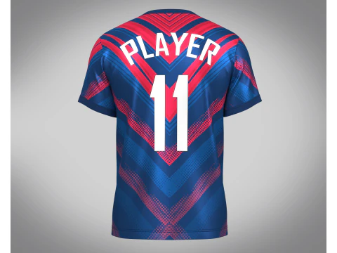 Soccer Red And Blue Football Jersey Player 11 3D Model