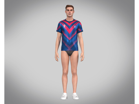 Soccer Red And Blue Football Jersey Player 11 3D-Modell