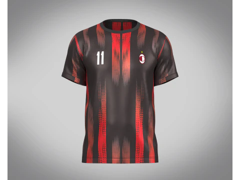 Soccer Red And Black Football Jersey Player-11 3D Model