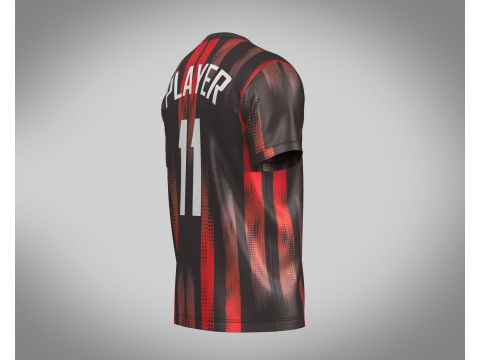 Soccer Red And Black Football Jersey Player-11 3D 모델