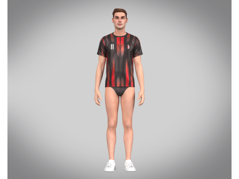 Soccer Red And Black Football Jersey Player-11 3D 모델