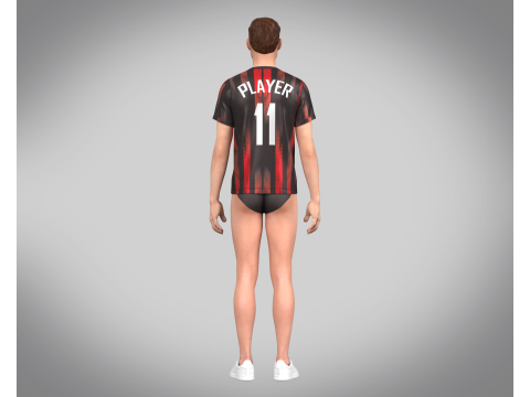 Soccer Red And Black Football Jersey Player-11 3D 모델