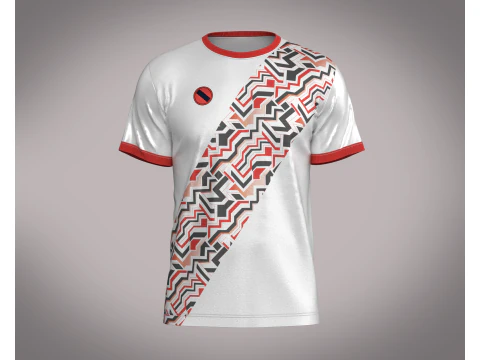 Jugador de f&uacute;tbol rojo y blanco Jersey-11 Modelo 3D