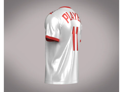 Soccer Red And White Jersey Player-11 3D Model