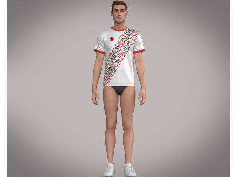 Soccer Red And White Jersey Player-11 Modelo 3D