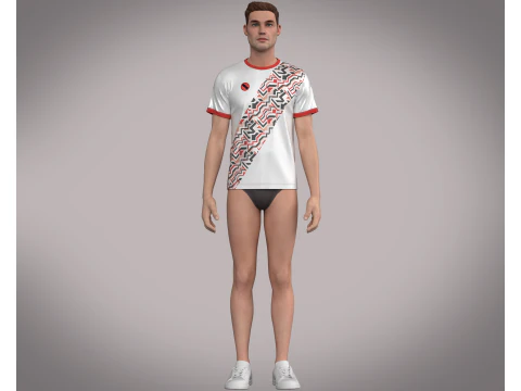 Soccer Red And White Jersey Player-11 3D Model