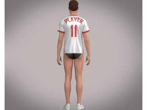 Soccer Red And White Jersey Player-11 Modelo 3D