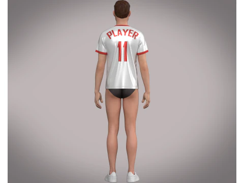 Soccer Red And White Jersey Player-11 3D Model