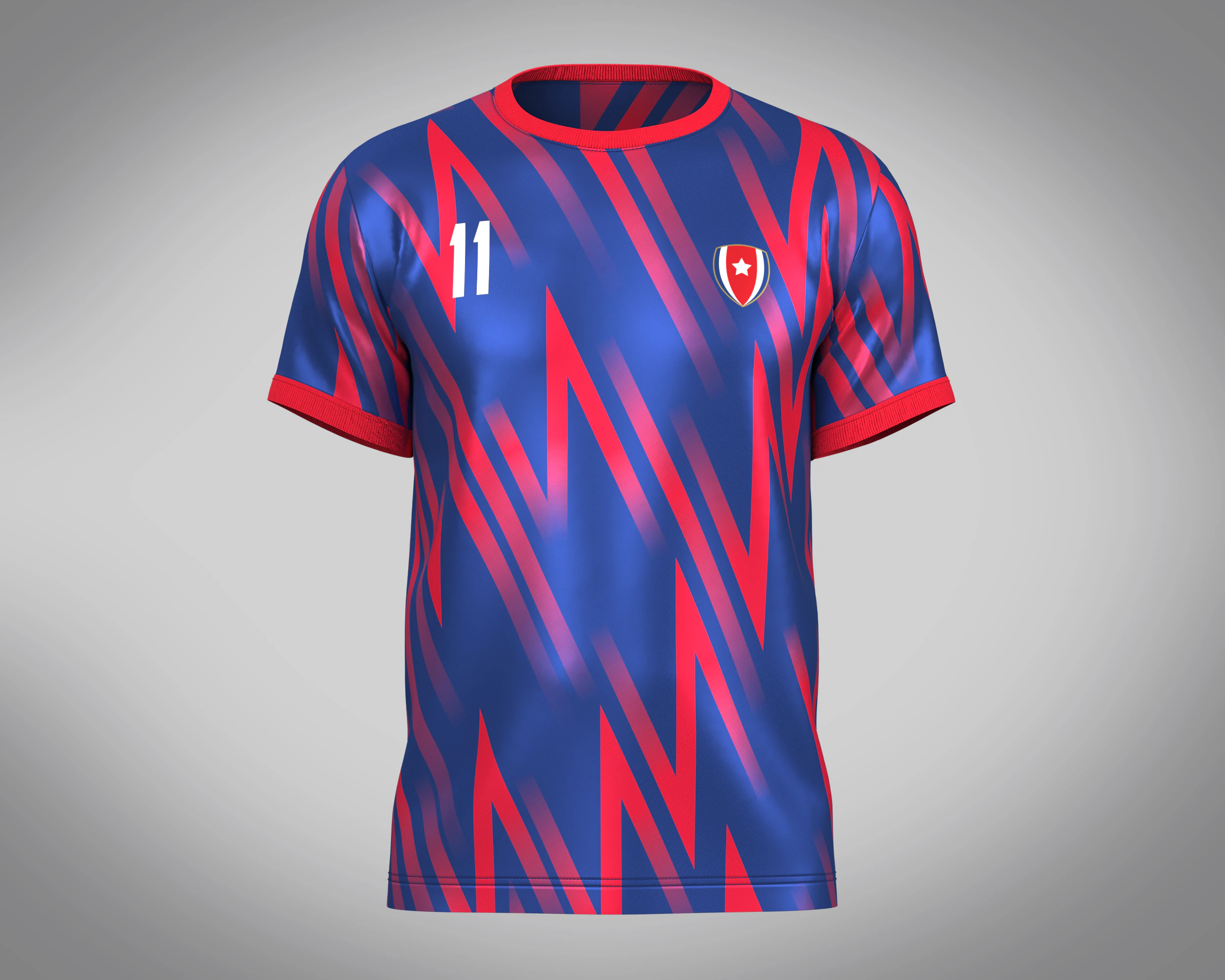 Soccer Red And Blue Jersey Player-11 3D Model .c4d .max .obj .3ds .fbx .stl .blend 