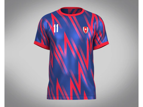 Soccer Red And Blue Jersey Player-11 3D Model