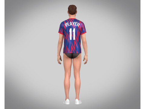Soccer Red And Blue Jersey Player-11 3D Model