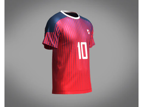 Soccer Red Jersey Player-10 3D Model