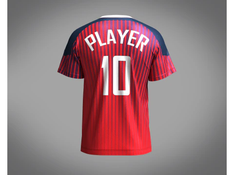Soccer Red Jersey Player-10 3D Model