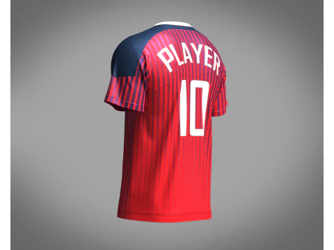 Soccer Red Jersey Player-10 3D Model