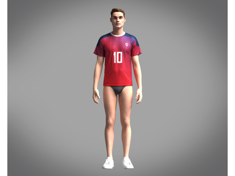 Soccer Red Jersey Player-10 3D 모델