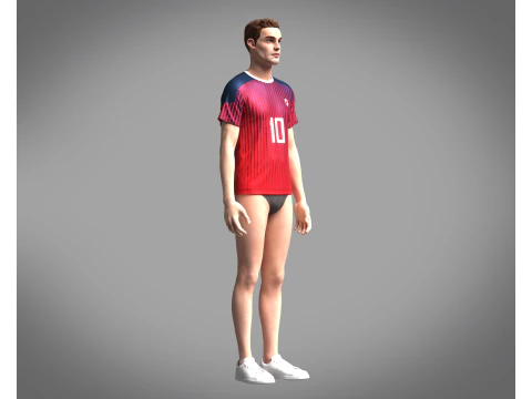 Soccer Red Jersey Player-10 3D Model