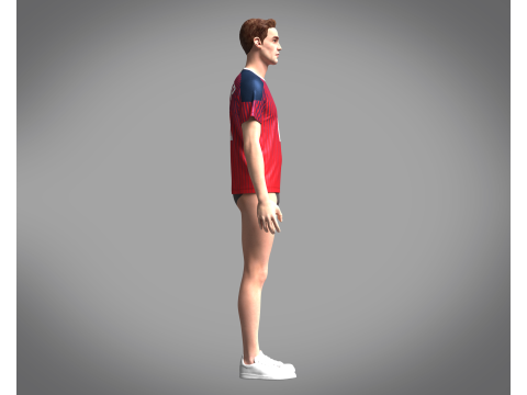 Soccer Red Jersey Player-10 3D 모델