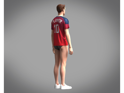 Soccer Red Jersey Player-10 3D 모델