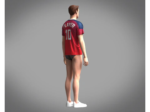 Soccer Red Jersey Player-10 3D Model