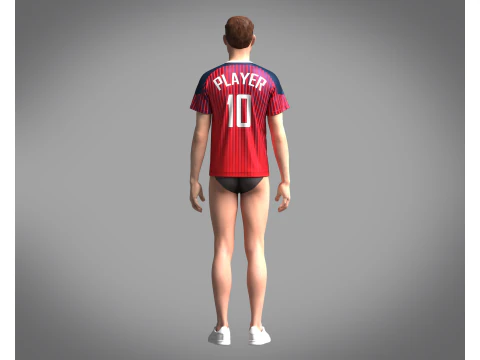 Soccer Red Jersey Player-10 3D Model