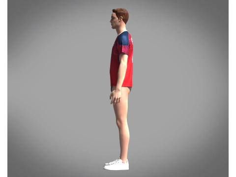 Soccer Red Jersey Player-10 3D Model