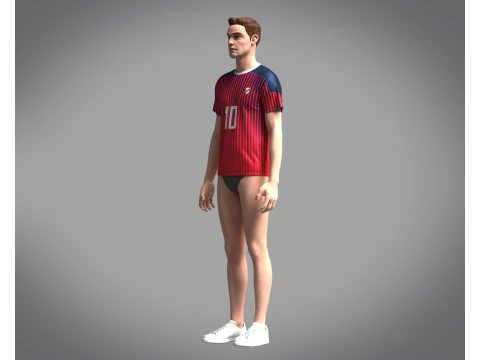 Soccer Red Jersey Player-10 3D Model