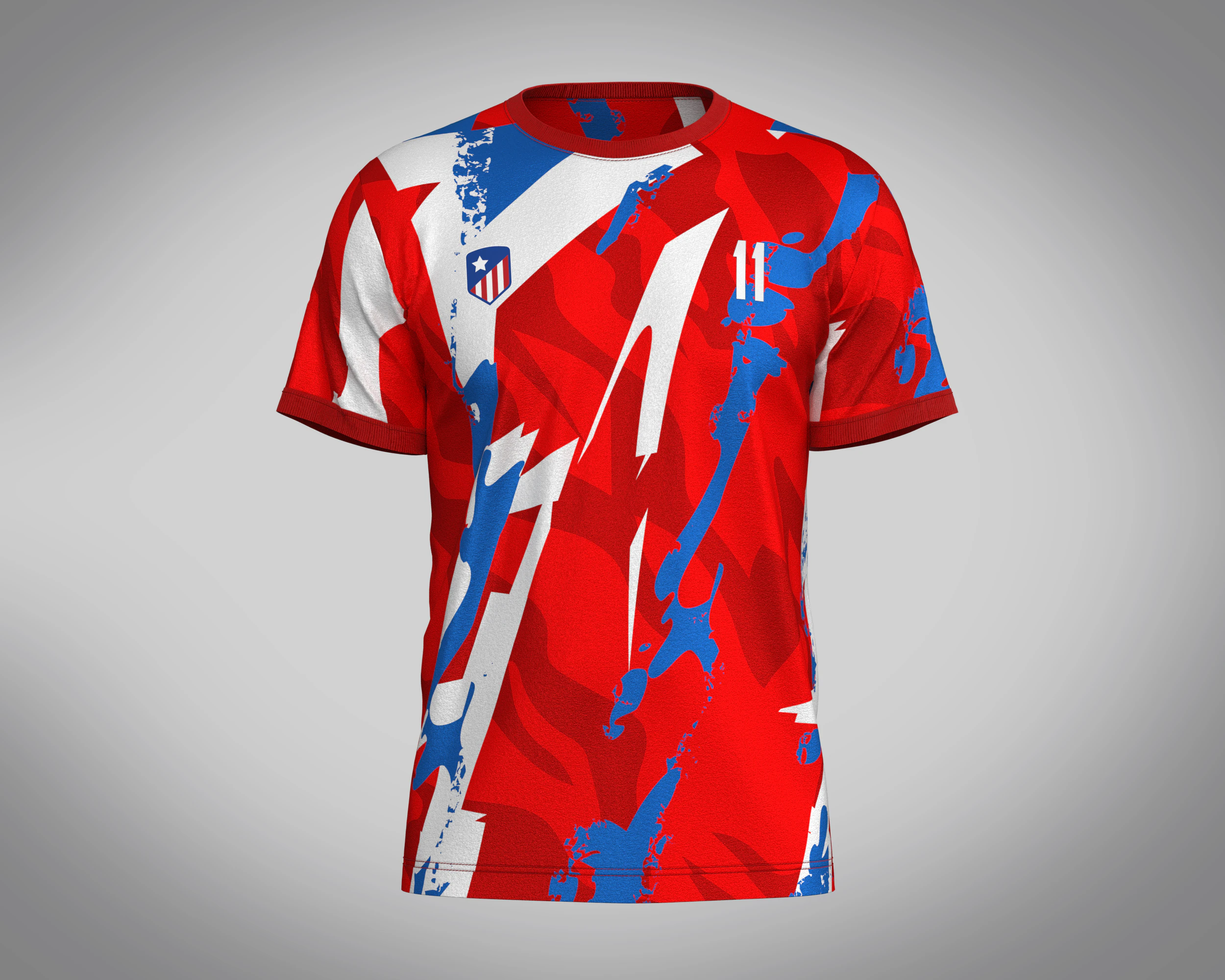 Soccer Red Print Jersey-11 3D Model .c4d .max .obj .3ds .fbx .stl .blend 