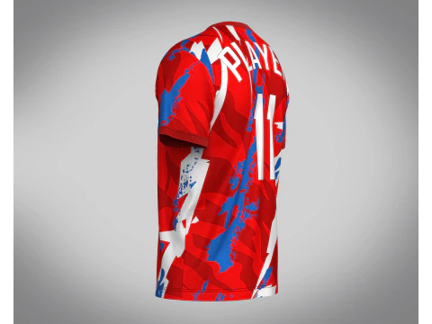 Soccer Red Print Jersey-11 3D Model
