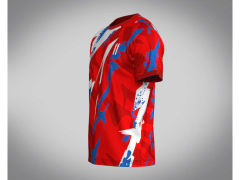 Soccer Red Print Jersey-11 3D Model