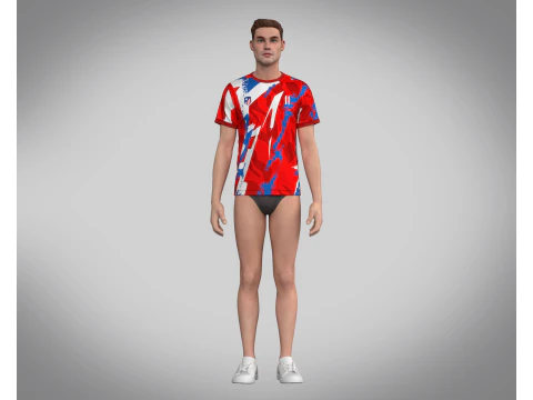 Soccer Red Print Jersey-11 3D Model