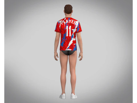 Soccer Red Print Jersey-11 3D Model