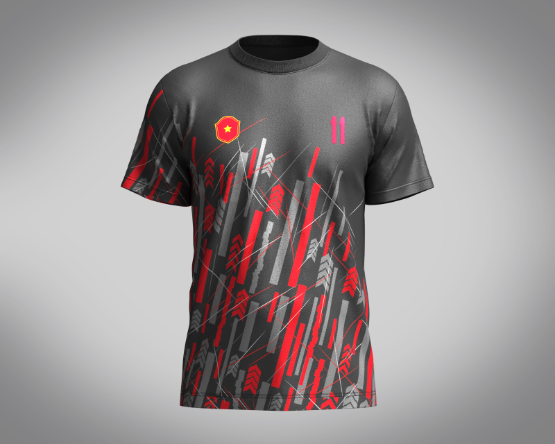 Soccer Red Print Jersey Player-11 3Dモデル .c4d .max .obj .3ds .fbx .stl .blend 