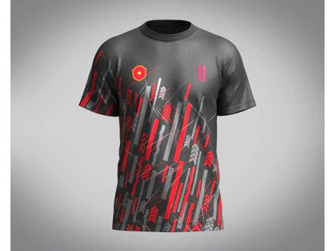 Maglia da calcio stampata rossa Player-11 Modello 3D