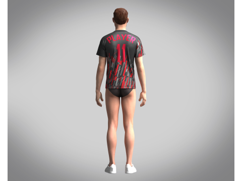 Soccer Red Print Jersey Player-11 3Dモデル