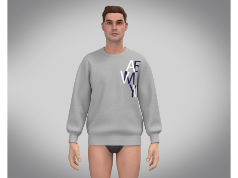 Men Sweatshirt - Gray 3D 모델